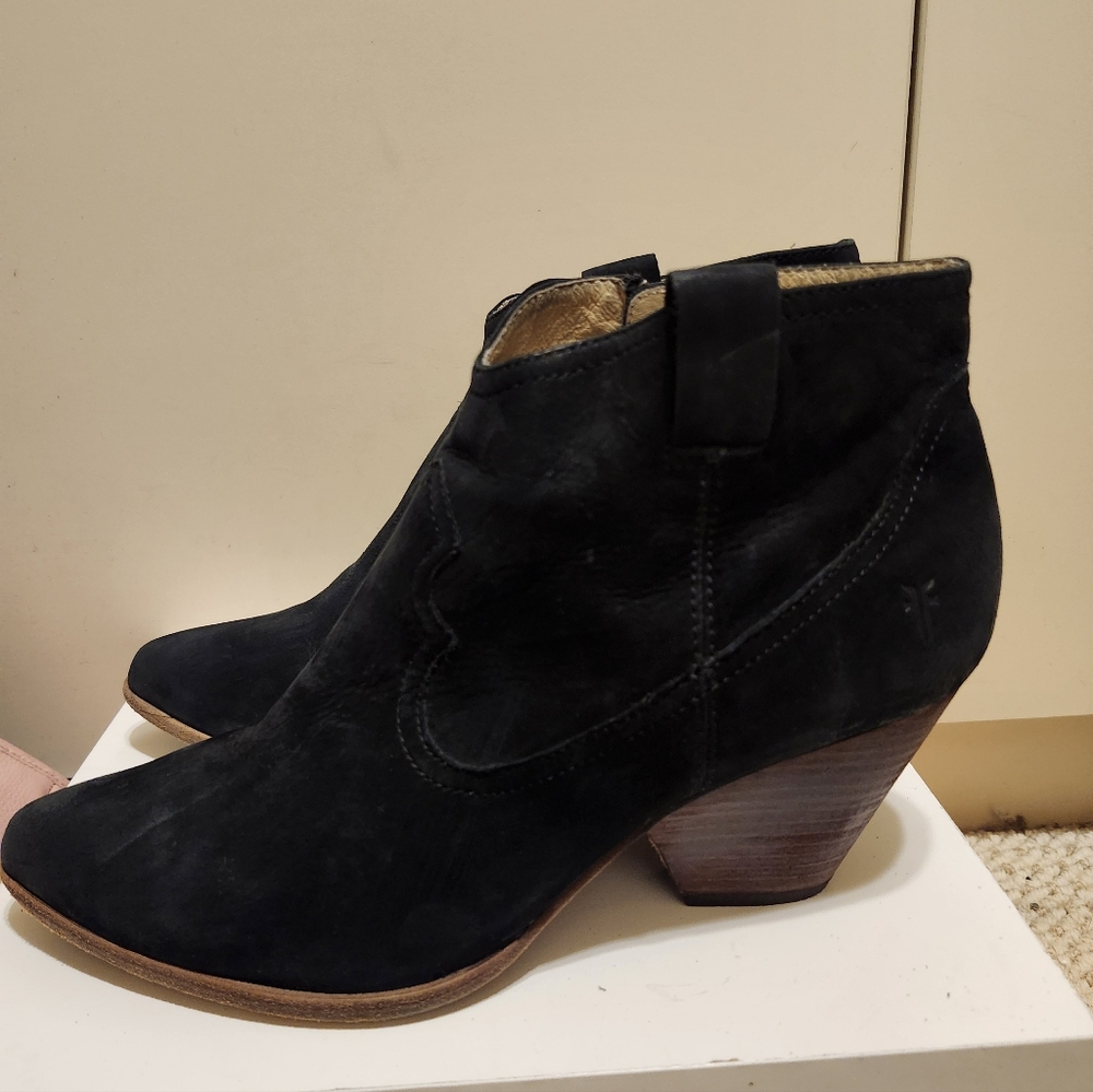 Frye Black Suede Ankle Booties